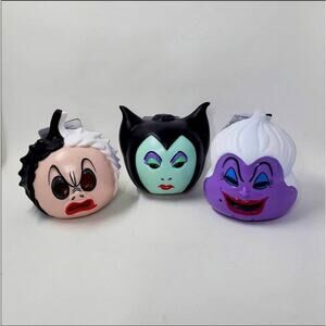 New Set of 3 Disney Villains Lit Pumpkins Maleficent Ursula & Cruella De Vil